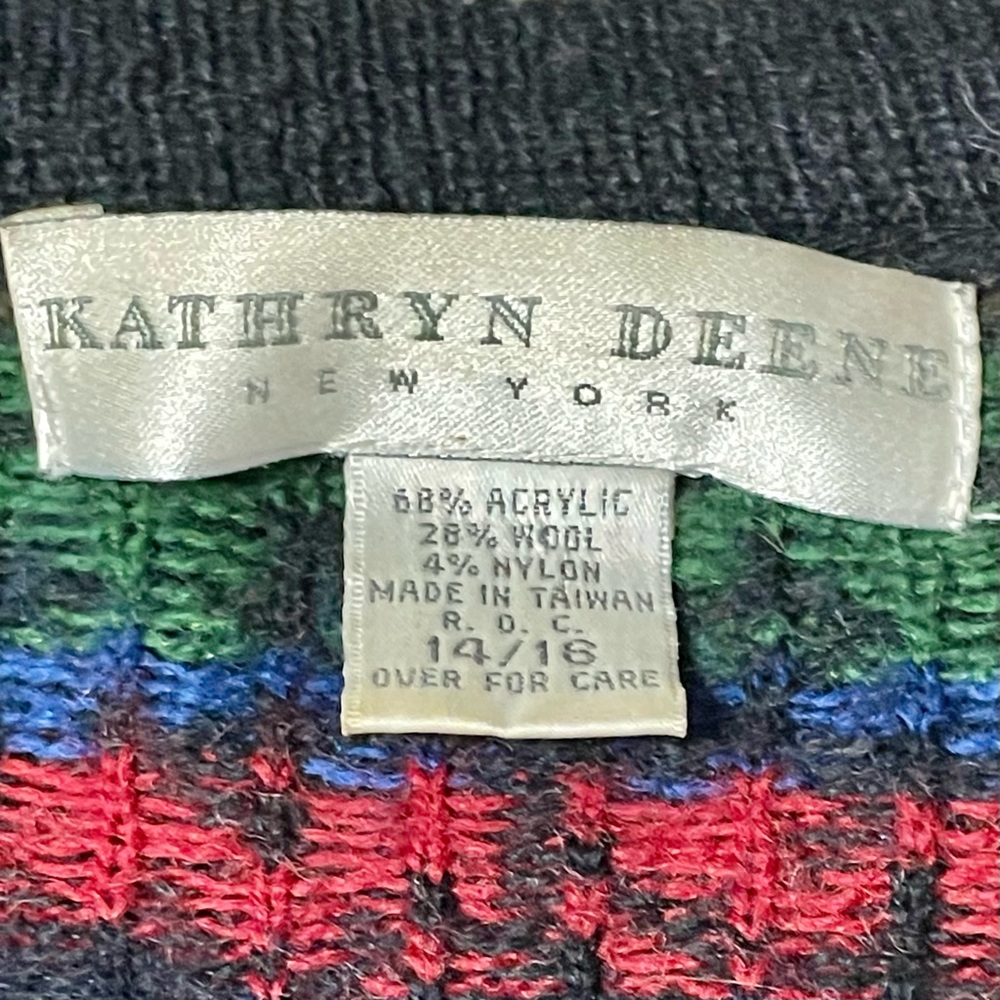 Vintage 1990s Kathryn Deene New York Wool Blend Western Knit Cardigan - Picture 8 of 12